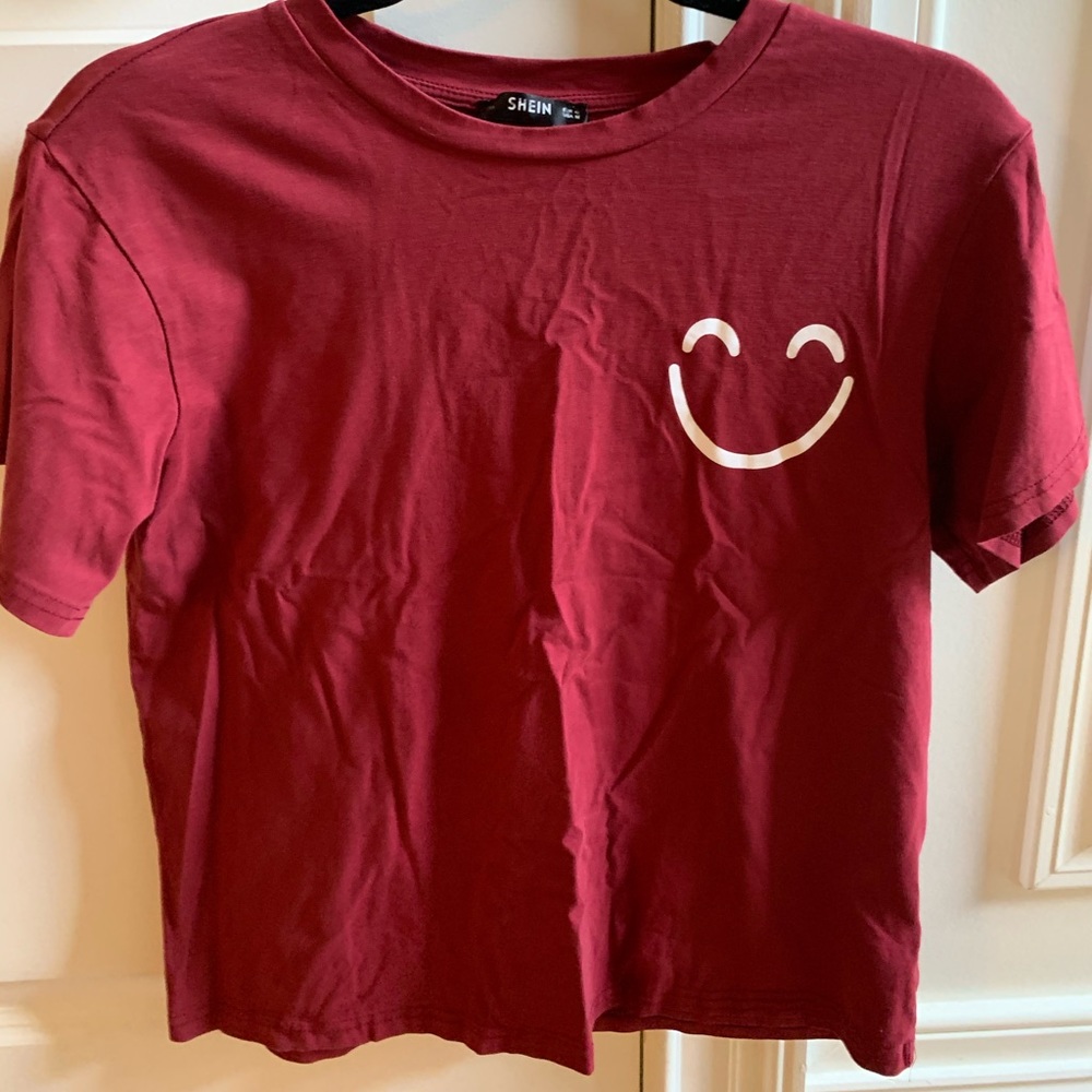 Shein red soft smile t-shirt